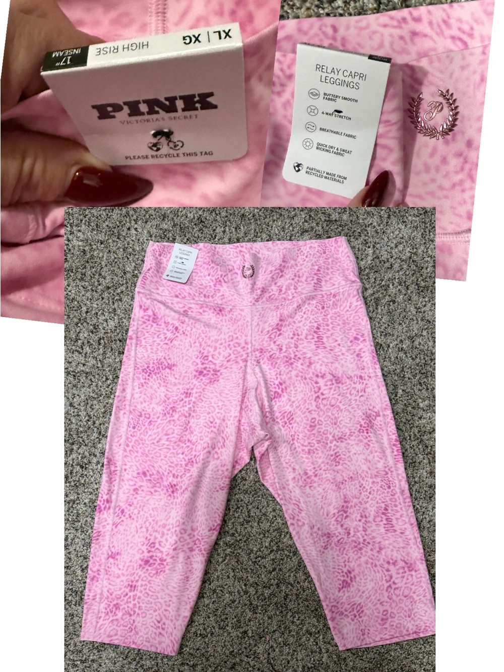 PINK Victoria's Secret Women’s Pink Leopard Capri Leggings